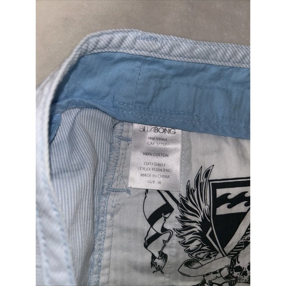 Billabong Men's Sz 38 Blue/White Vertical Pinstripe Chino Short, Built To Thrash - Picture 14 of 14